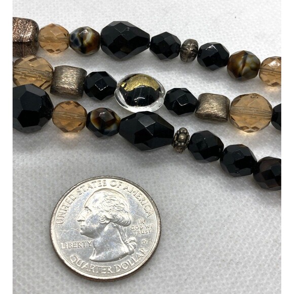 Vintage 3-Strand Art Glass Beads Beaded Bracelet Sterling 925 Silver 8.5'' 58g - Picture 6 of 8